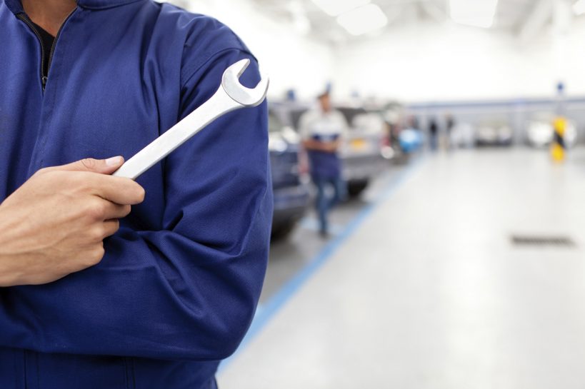 Mechanic with a wrench